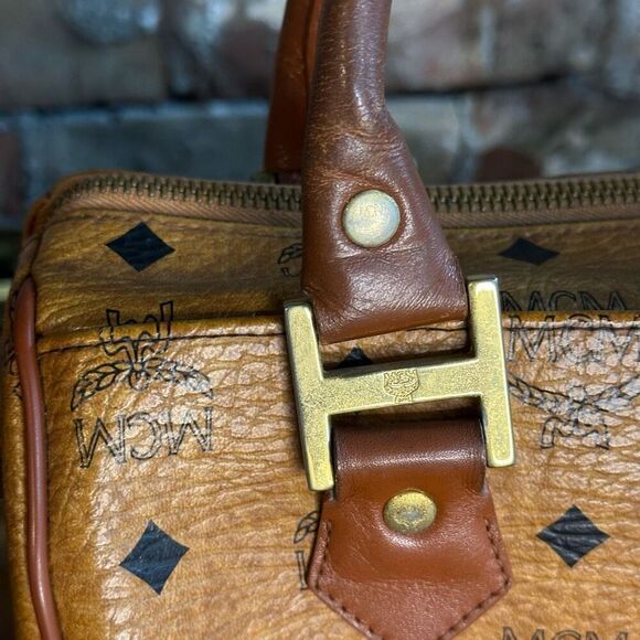 Vintage MCM Cognac Visetos Small Boston Bag - Picture 12 of 16